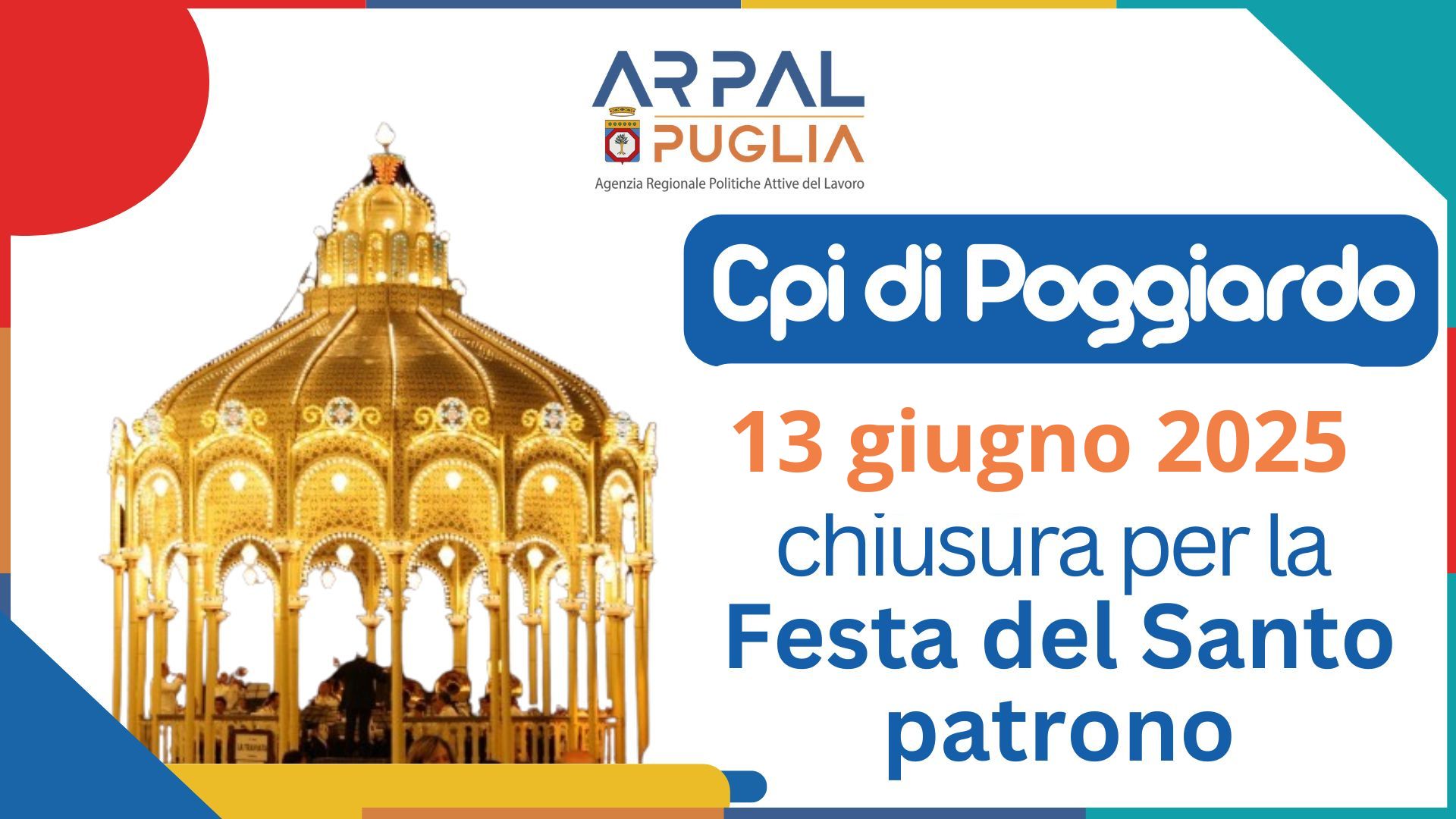 CPI di Poggiardo chiuso il 13 giugno